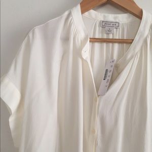 J crew point sur drapey popover top s ivory white